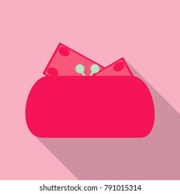 Wallet with money dollar bill flat design, vector illustration