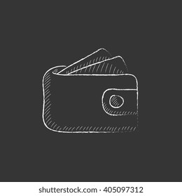Wallet with money. Drawn in chalk icon.