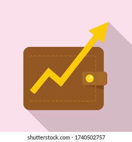 Wallet money graph icon. Flat illustration of wallet money graph vector icon for web design