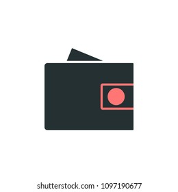 Wallet with money icon. Element of web icon with one color for mobile concept and web apps. Isolated Wallet with money icon can be used for web and mobile on white background