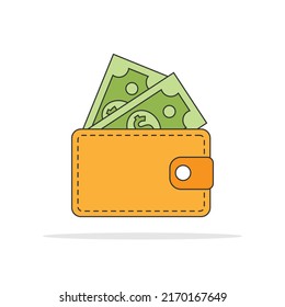 Wallet with money icon in flat style. Online payment vector illustration on isolated background. Cash and purse sign business concept.