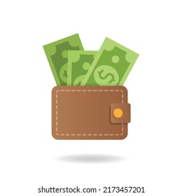 Wallet with money icon in flat style. Online payment vector illustration on isolated background. Cash and purse sign business concept.