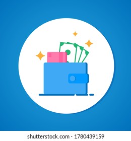 Wallet with money icon flat. Vector EPS 10.