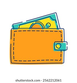 Wallet with Money Icon Illustration Represents personal finance management, typically used to carry cash, cards, or other financial instruments. Perfect for financial themes, apps, or presentation.