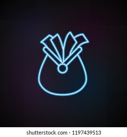 Wallet with money icon in neon style. One of Mobile banking collection icon can be used for UI, UX