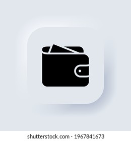 Wallet with money icon. Money icon. Neumorphic UI UX white user interface web button. Neumorphism. Vector EPS 10.