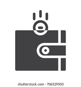 Wallet with money icon vector, filled flat sign, solid pictogram isolated on white. Symbol, logo illustration. Pixel perfect graphics