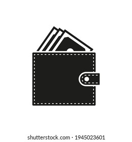Cartera con icono de dinero. Vector. Diseño plano.