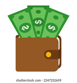 Wallet with money icon. vector illustration.
