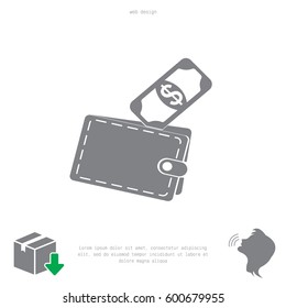 wallet with money icon. vector illustration