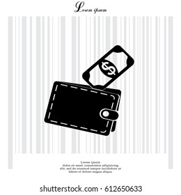 wallet with money icon. vector illustration