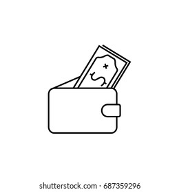 wallet with money icon. vector illustration