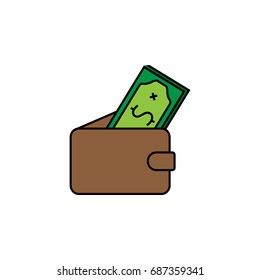 wallet with money icon. vector illustration