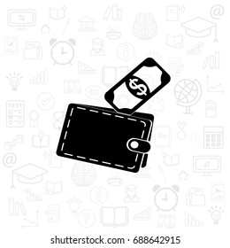 wallet with money icon. vector illustration