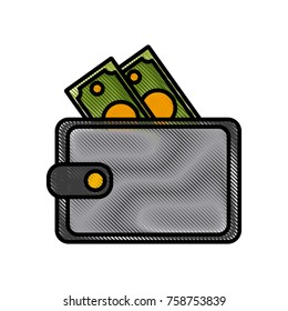 Wallet with money icon vector illustration graphic design
