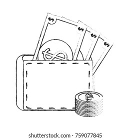 Wallet with money icon vector illustration graphic design