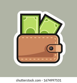 Wallet and money illustration design for sticker, t shirt