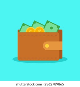 Wallet and money illustration, suitable for various design needs related to finance and business