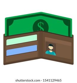 wallet with money from inside. vector illustration