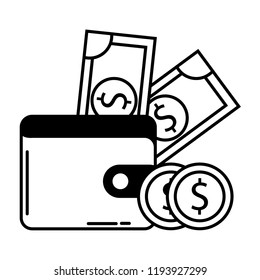 wallet with money isolated icon