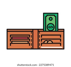 wallet with money isolated icon