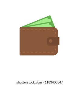 Wallet with money. Isolated on white. Vector illustration