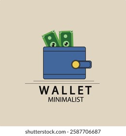 wallet and money line art logo vector simple illustration template icon graphic design.billfold sign or symbol for business finance concept with