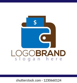 Wallet and money logo vector icon template