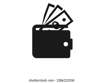 Wallet with money note icon