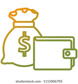 wallet money with sack