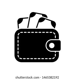 Wallet with money stylish icon on white background