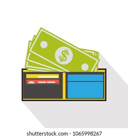 wallet with money vector