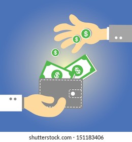 Wallet  money vector cartoon style