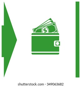 Wallet with money vector icon.