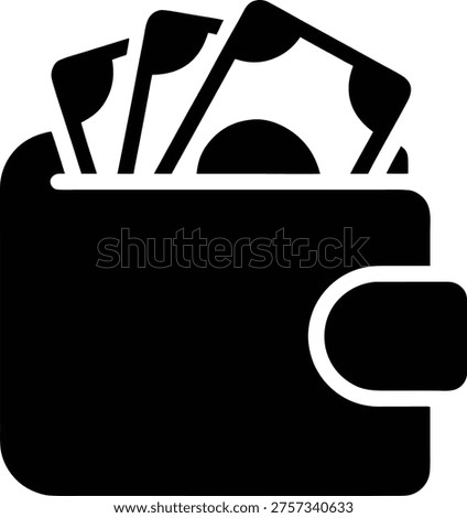 Wallet with money vector icon, cash in pocket symbol, finance and payment concept illustration
