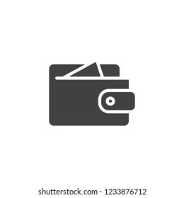 Wallet with money vector icon. filled flat sign for mobile concept and web design. Purse simple solid icon. Symbol, logo illustration. Pixel perfect vector graphics