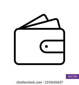 Wallet with money vector icon in line style design for website design, app, UI, isolated on white background. Editable stroke. EPS 10 vector illustration.