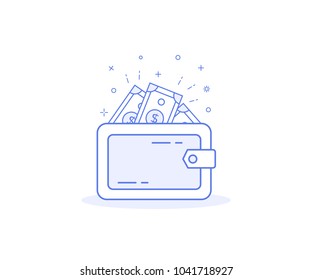 Wallet with money vector icon, marketing, purse sign