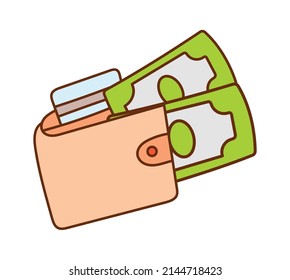 Wallet with money. Vector illustration