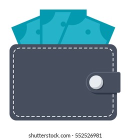 Wallet with money vector illustration in flat style