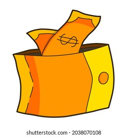 wallet with money vector illustration icon design template with filled outline doodle hand drawn style for shopping and market