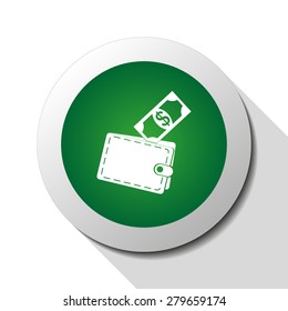 Wallet with money, web icon. Vector design