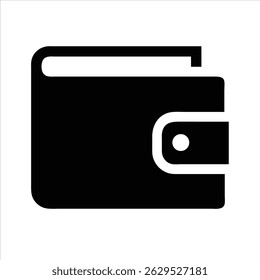 Wallet object icon design black and white with bold outline 