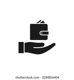 Wallet on hand. Payment icon flat style isolated on white background. Vector illustration