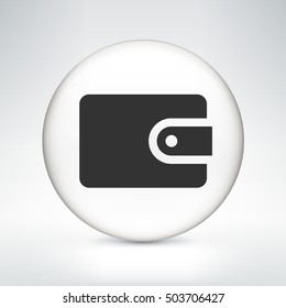 Wallet on White Round Button