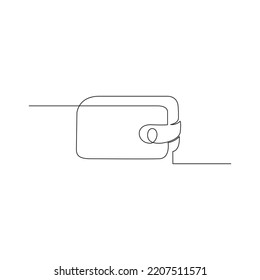 Wallet one line, vector drawing