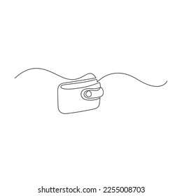 Wallet one line, vector drawing. Isolated white background.
