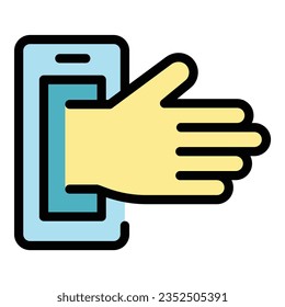 Wallet online money icon outline vector. Bank earn. Donation happy color flat