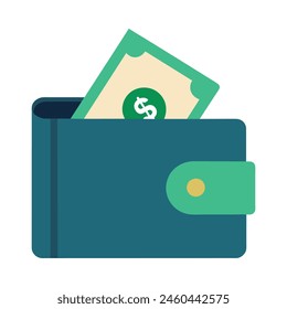 Wallet to open dollar flat vector illustration on white background.