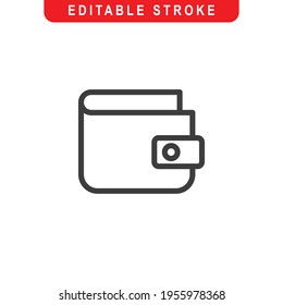 Wallet Outline Icon. Wallet Line Art Logo. Vector Illustration. Isolated on White Background. Editable Stroke